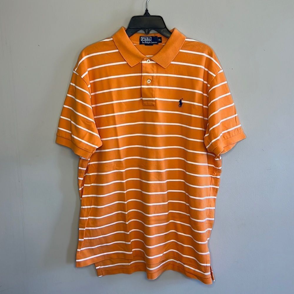 Ralph Lauren POLO Orange with White Stripes Polo - Size XL